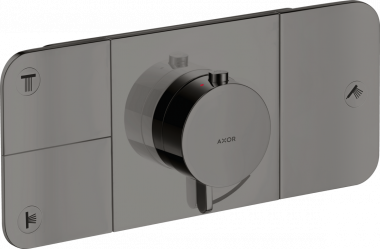 Dekoratyvinė dalis AXOR One potinkiniam termostatiniam maišytuvui, 3 fuknkcijų, poliruoto juodo chromo spalvos (Polished Black Chrome) 