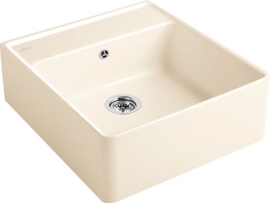 Plautuvė VILLEROY&BOCH Single-Bowl 595x630 dalinai įleidžiama, kreminės spalvos, skylės maišytuvui 