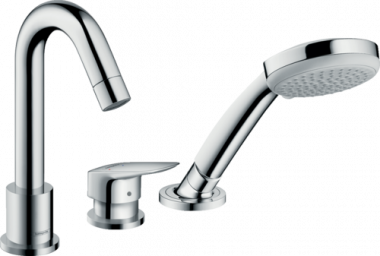 Vonios maišytuvas Hansgrohe Logis iš vonios krašto. 3d. 