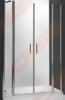 Dviejų elementų varstomos dušo durys ROTH TOWER LINE TDN2/110, skirtos montuoti į nišą arba derinti su šonine siena, su sidabro spalvos profiliu ir skaidriu stiklu 