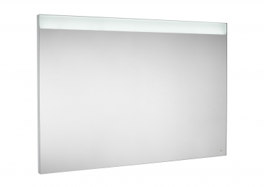 Veidrodis Roca Prisma Comfort, matmenys: 1200x35x800mm, su LED šviestuvu viršuje ir fonine šviesa apačioje, su apsauga nuo rasojimo 