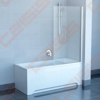 Vienos dalies stabili vonios sienelė RAVAK PVS1-80 su baltos spalvos profiliu ir skaidriu stiklu 