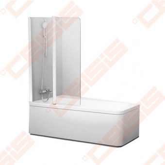 Vonios sienelė RAVAK  10CVS2-100L su baltu profiliu ir skaidriu stiklu, kairė 