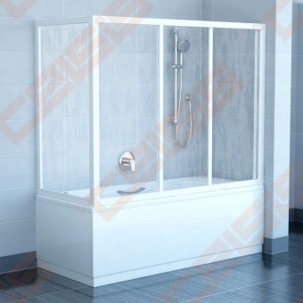 Stabili vonios sienelė RAVAK APSV-80 su baltos spalvos profiliu ir skaidriu stiklu 