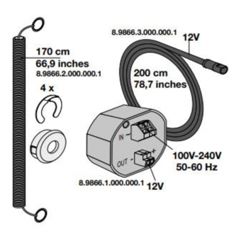 Integruojamas maitinimo šaltinis Laufen elektroninėms vandens nuleidimo plokštelėms AW3 ir AW4 (100–230 V, 50–60 Hz) 