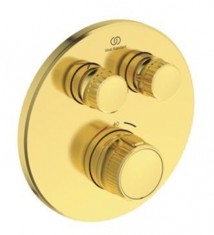 Dalis dekoratyvinė vonios/dušo Ideal Standard Navigo, termostatinė, spalva -Brushed Gold, apvali 