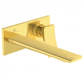 Maišytuvas praustuvui iš sienos Ideal Standard Conca, spalva Brushed Gold, montuojamas su potinkine dalimi A1313NU 