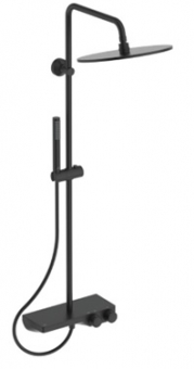 Sistema dušo Ideal Standard Ceratherm S200, su termostatiniu maišytuvu su lentynėle, juoda matinė 