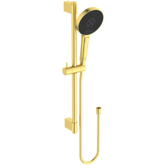Dušo komplektas SOLOS, 3 funkcijų rankinis dušas, 1750 žarna, 600mm aukštis, spalva - Brushed Gold 