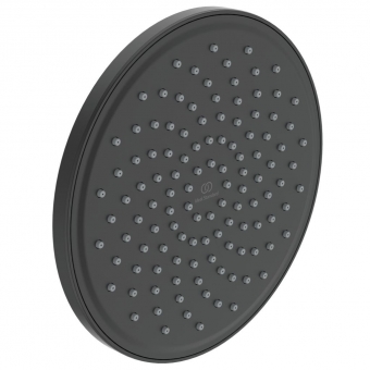 Ideal Standard lietaus dušo galva, Ø 200mm, plastikinė, su silikoniniais purkštukais, apvali, spalva - juoda matinė 
