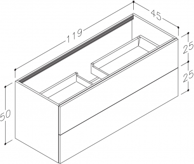 Spintelė apatinė Gama 119cm pilkas kašmyras 