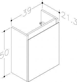 Spintelė apatinė Mini 40cm 1 durelės, dešinė balta matinė 