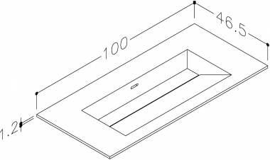 Praustuvas Corian 100cm be skylės maišytuvui 