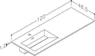 Praustuvas Corian 120cm, dubuo kairėje 