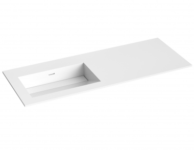 Praustuvas Corian 120cm, dubuo kairėje, be skylės maišytuvui 
