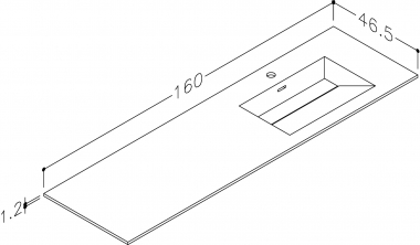 Praustuvas 160cm, corian, dubuo dešinėje 