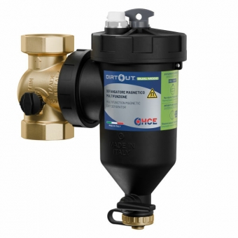 DirtOUT® DUAL MODE daugiafunkcinis magnetinis purvo atskirtuvas katilams ir šilumos siurbliams, su jungtimi 1”1/4 F 