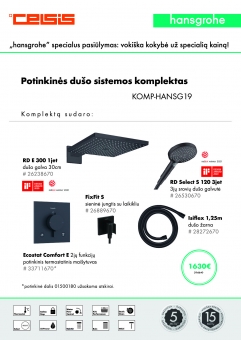 Komplektas potinkinis termostatinis "5 in 1", juodas matinis (stačiakampis), Raindance E 30 