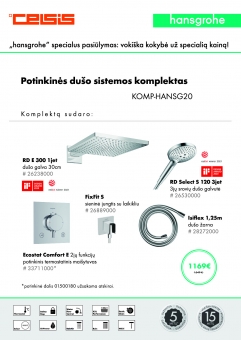 Komplektas potinkinis termostatinis "5 in 1", chromas (stačiakampis), Raindance E 30 