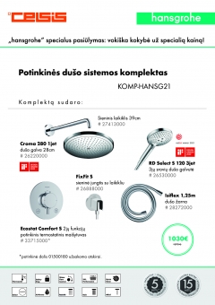 Komplektas potinkinis termostatinis "6 in 1", chromas (apvalus), Croma 28 