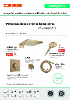Komplektas potinkinis termostatinis "5 in 1", brushed bronze (stačiakampis), Raindance E 30 
