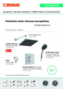 Komplektas potinkinis termostatinis Pulsify S "5 in 1", chromas (stačiakampis) 