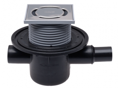 Trapas horizontalus DN50 su papildomu įvadu DN40/50 ir atbuliniu vožtuvu, 132x132mm/115x115mm 