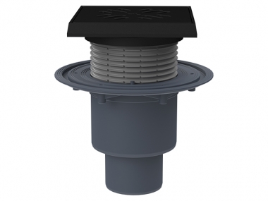 Trapas vidaus patalpoms DN50/75/110 vertikalus su šlapiu sifonu, ketaus grotelės ir rėmelis  150x150mm/137x137mm 