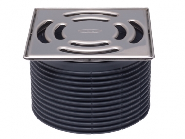 Uždedamas elementas d146 su n.pl. Rėmeliu ir grotelėmis 138x138mm, Klick-Klack sistema, su vandens sifonu 