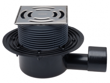 Trapas vidaus patalpoms DN50/75 horizontalus, 145x145mm su tvirtinimu "Klick-Klack" 138x138mm su vandens sifonu 