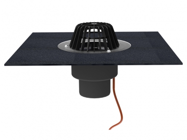 Įlaja DN75 su bituminiu flanšu ir integruotu el. šildymo kabeliu (10-30W, 220V) 
