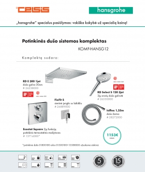 Komplektas potinkinis termostatinis "5 in 1", chromas (stačiakampis), Raindance E 30 