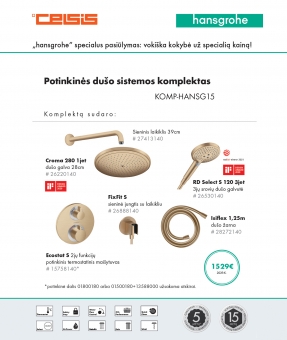 Komplektas potinkinis termostatinis "6 in 1", brushed bronze (apvalus), Croma 28 