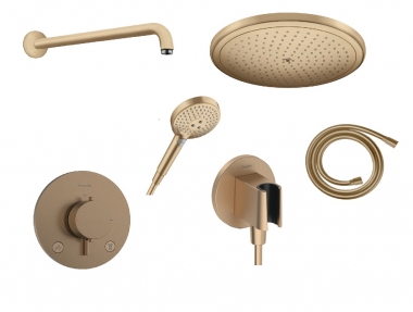 Komplektas potinkinis termostatinis "6 in 1", brushed bronze (apvalus), Croma 28 
