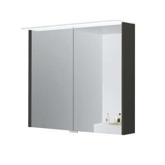 Spintelė veidrodinė Loft 80cm tamsiai pilka LED 