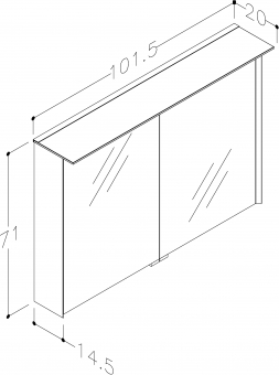 Spintelė viedrodinė Loft 100 cm balta matinė LED 