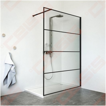 Dušo sienelė PHILLY LOFT HORIZON 900, juodas profilis, skaidrus stiklas 