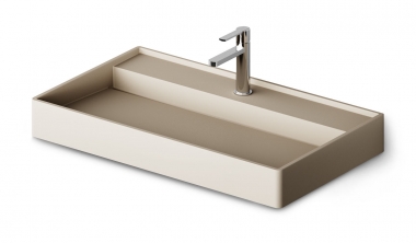 Praustuvas INFINITY 600x470, H95mm su skyle maišytuvui, Matte Caffelatte spalva 