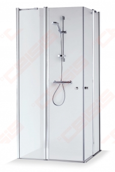 Dušo kabina Brasta Glass SIMA 880-890x880-890x2000 pilkas stiklas, juodas profilis