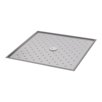 Padėklas dušo Sanela, matmenys: 1000x1000x15mm, nerūdijančio plieno, su sifonu 