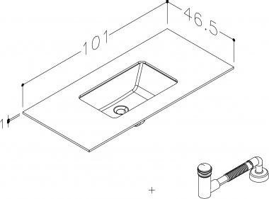 Stalviršis HPL 100 cm su praustuvu iš apačios, smėlinis akmuo 