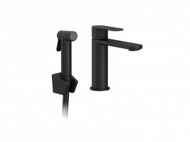 Praustuvo maišytuvas su bidė dušeliu Ravak Chrome 112.20,  juodas matinis 