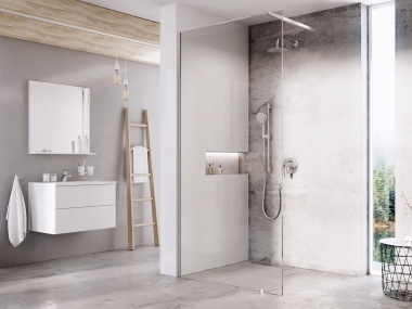 Dušo sienelė Ravak Walk in Wall 80 cm, blizgiu profiliu, skaidriu stiklu, su laikikliu komplekte 