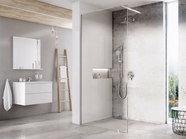 Dušo sienelė Ravak Walk in Wall-140 blizgiu profiliu, skaidriu stiklu, su laikikliu 
